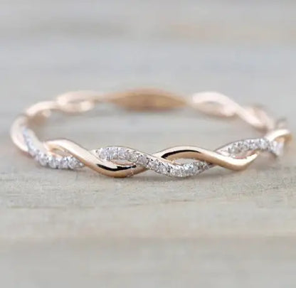 New Rose Gold Twist Cubic Zirconia Ring