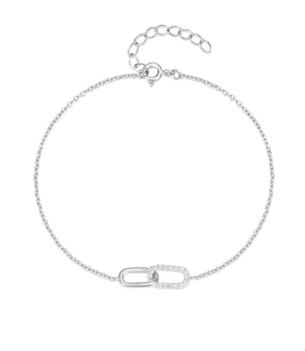 925 Sterling Silver Infinity Pave Bracelet – Elegant Interlocking Link Design