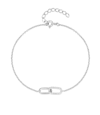 925 Sterling Silver Infinity Pave Bracelet – Elegant Interlocking Link Design