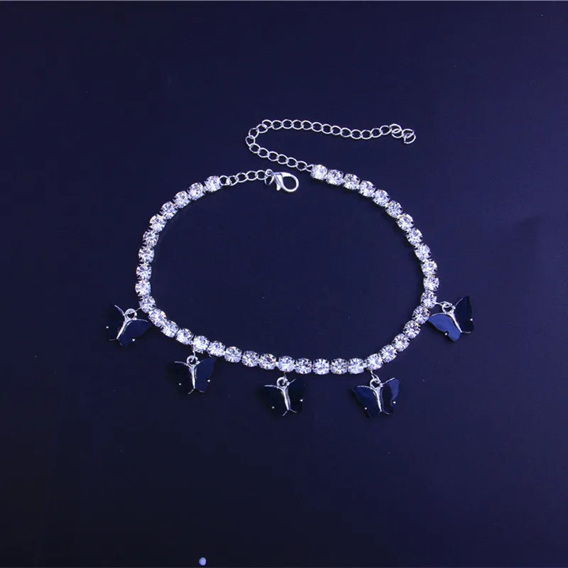 Crystal Butterfly Anklet for Women