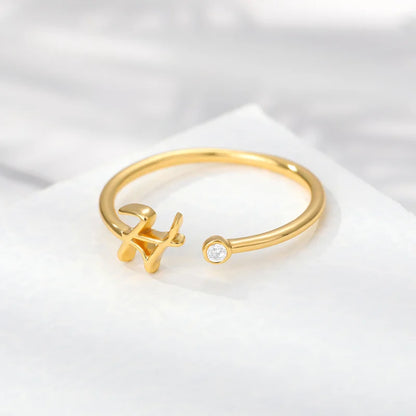 A-Z Initial Crystal Ring