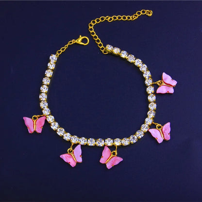 Crystal Butterfly Anklet for Women