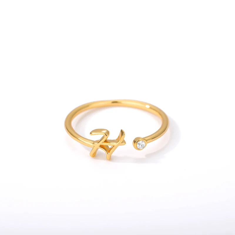 A-Z Initial Crystal Ring