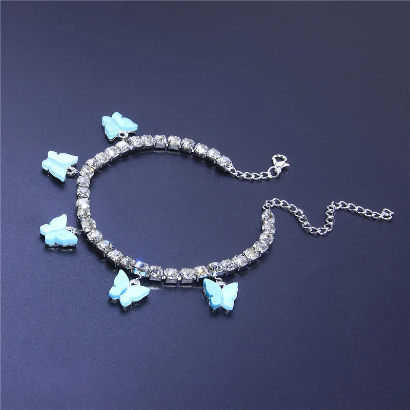 Crystal Butterfly Anklet for Women