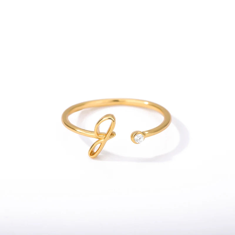 A-Z Initial Crystal Ring