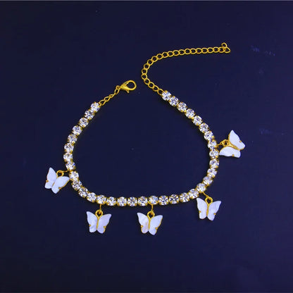 Crystal Butterfly Anklet for Women