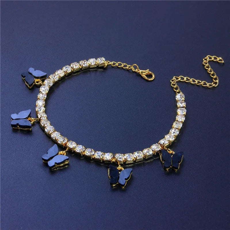 Crystal Butterfly Anklet for Women