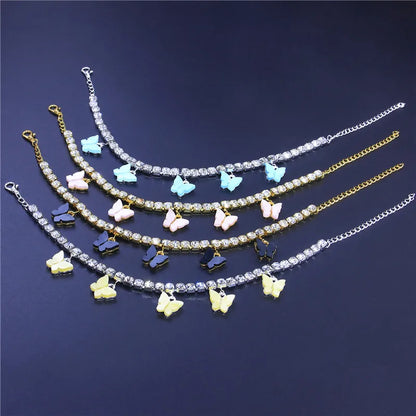 Crystal Butterfly Anklet for Women