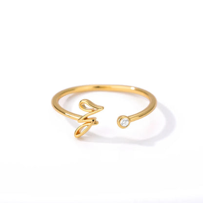 A-Z Initial Crystal Ring