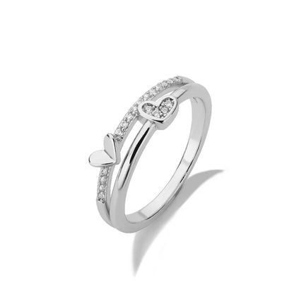 Heart-Shaped Double Layer Ring for Women