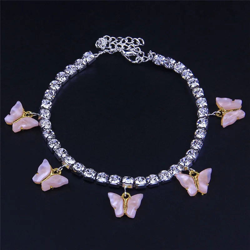 Crystal Butterfly Anklet for Women