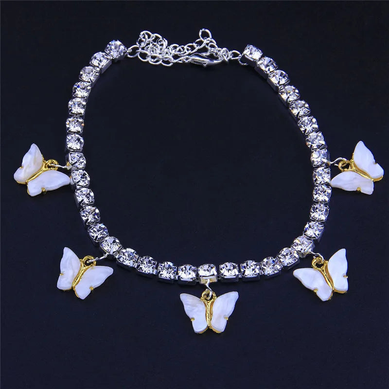 Crystal Butterfly Anklet for Women