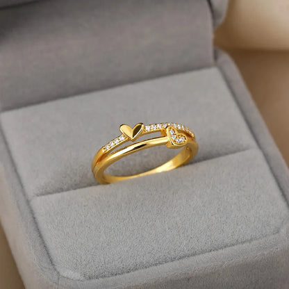 Heart-Shaped Double Layer Ring for Women