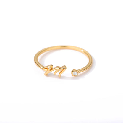 A-Z Initial Crystal Ring