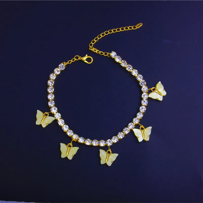 Crystal Butterfly Anklet for Women