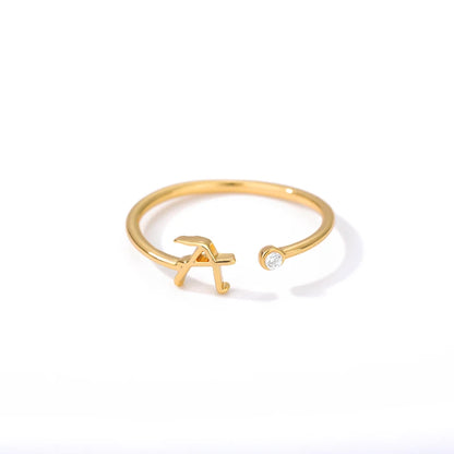 A-Z Initial Crystal Ring