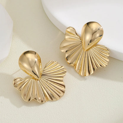 Geometric Apricot Leaves Earrings – Trendy Punk Style Drop Earrings for Women