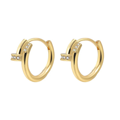 Silver-Plated Zircon Hoop Earrings – Trendy Minimalist Jewelry for Women