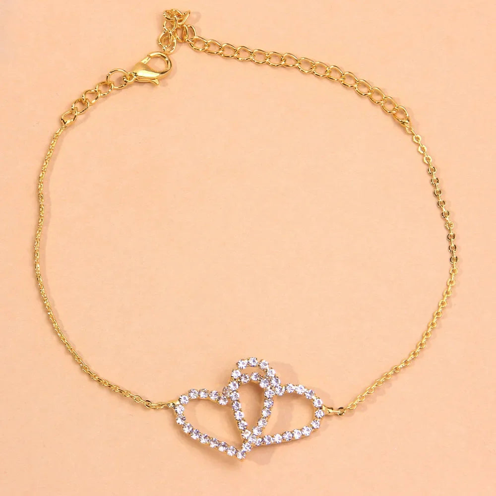 Heart Rhinestone Anklet