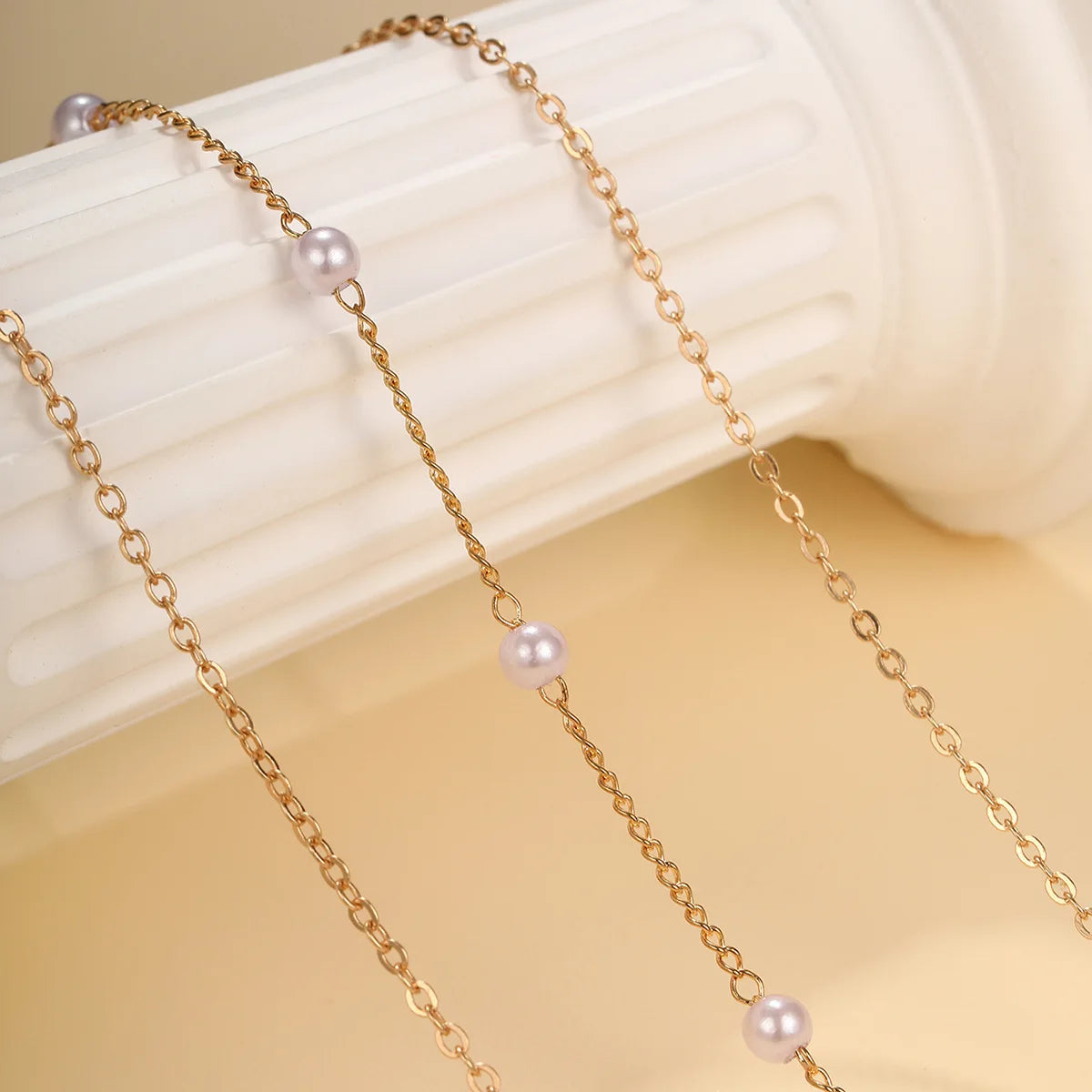 Multilayer Pearl Cross & Heart Pendant Necklace