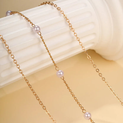 Multilayer Pearl Cross & Heart Pendant Necklace