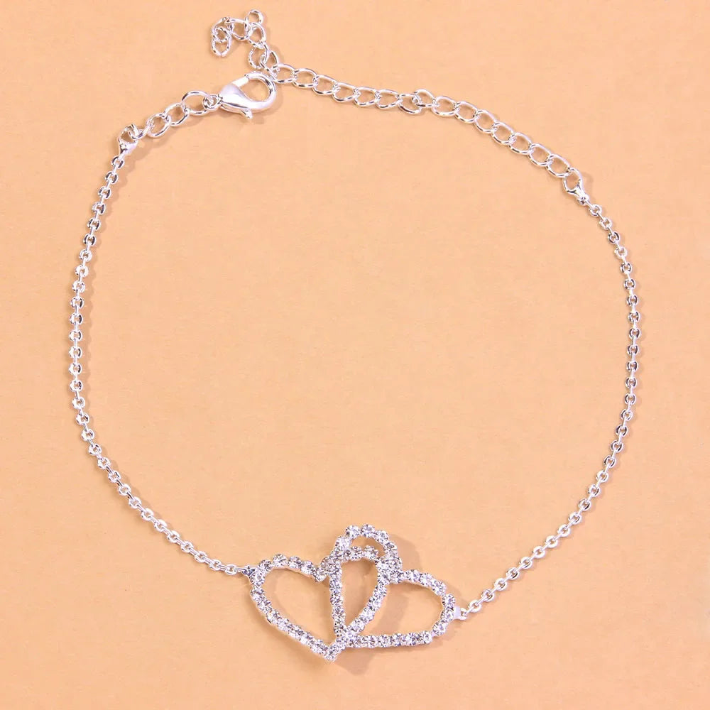 Heart Rhinestone Anklet