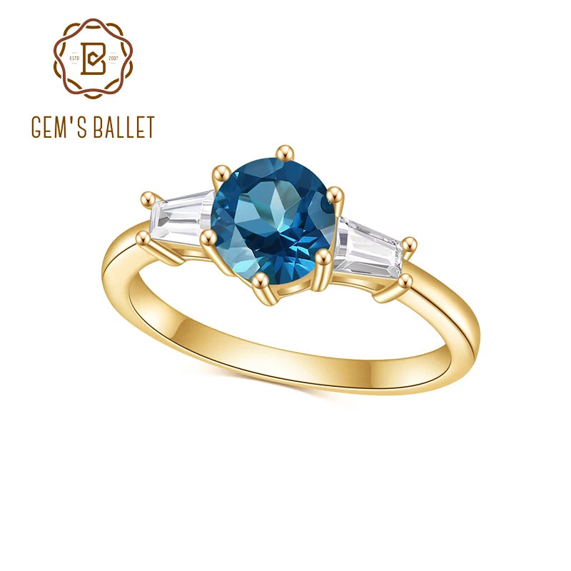 London Blue Topaz Three-Stone Ring