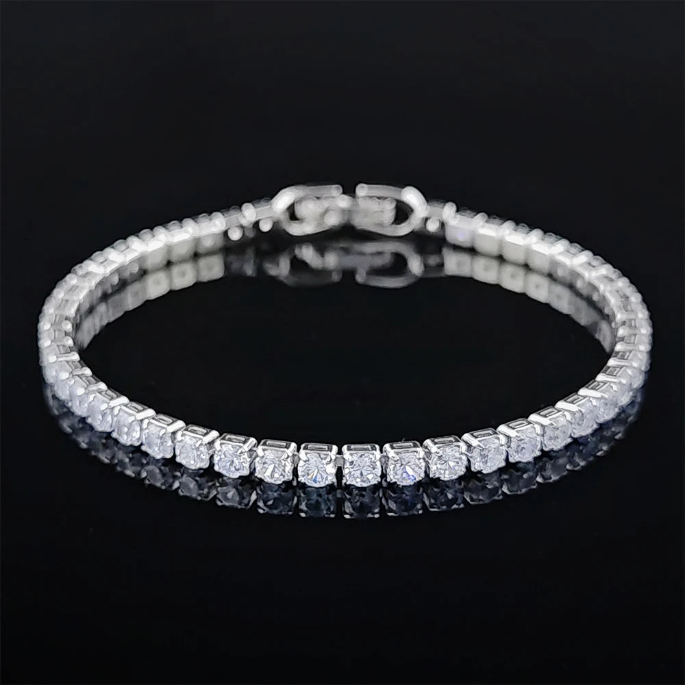 Classic Silver Tennis Bracelet – Cubic Zirconia Crystals for Women & Men