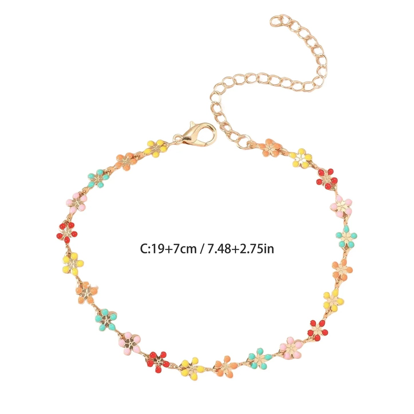 Flower Charm Sterling Silver Anklet for Women