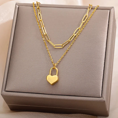 Gold Heart Multilayer Necklace