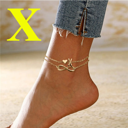 Personalized Heart Initials Anklet