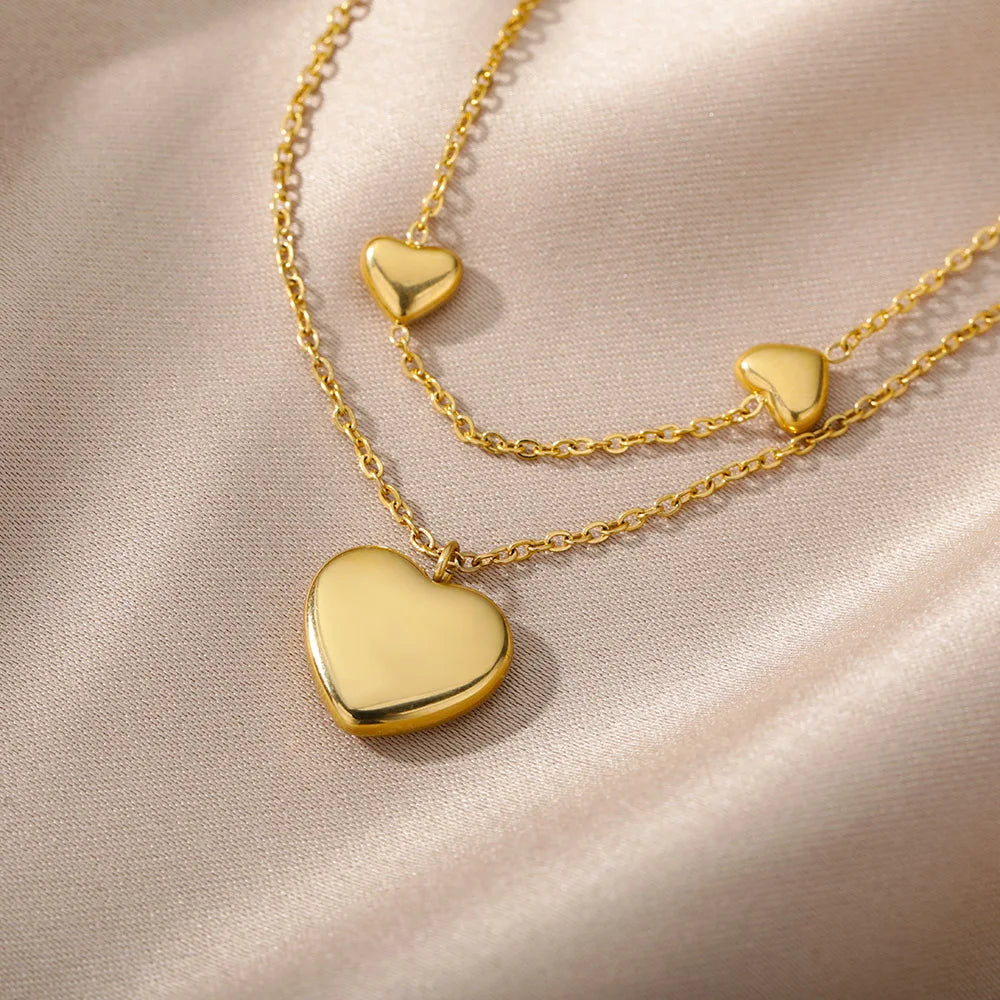 Gold Heart Multilayer Necklace