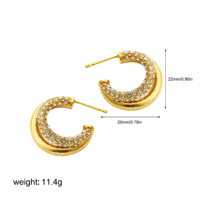 Geometric Gold & Silver Bilayer Stud Earrings – Irregular Metal Texture for Women