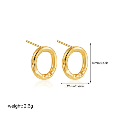 Geometric Gold & Silver Bilayer Stud Earrings – Irregular Metal Texture for Women