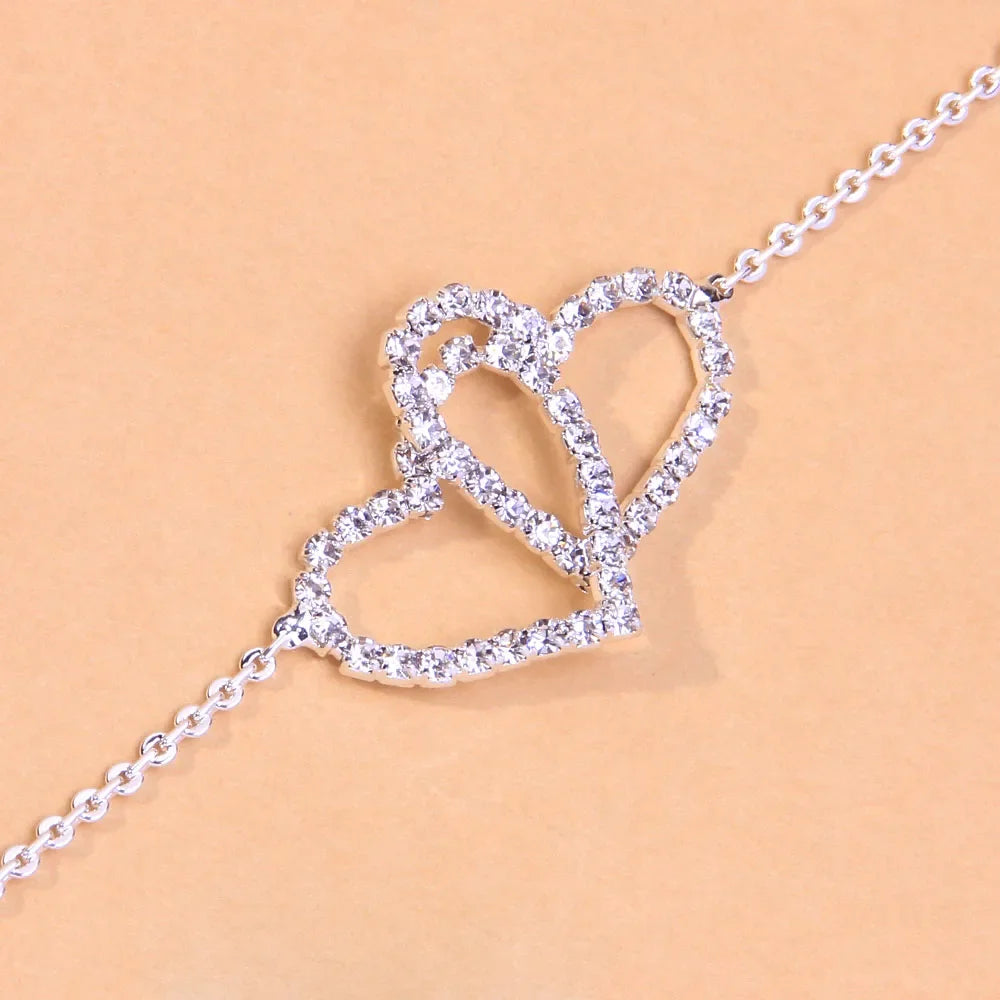 Heart Rhinestone Anklet