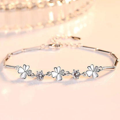 Crystal Four-Leaf Clover Bracelet – A Symbol of Luck & Elegance