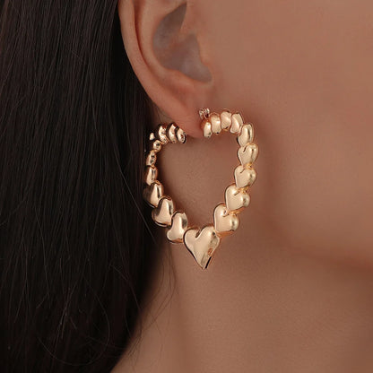 Exaggerated Heart-Shaped Bamboo Earrings for Women – Trendy Statement Jewelry, Perfect Summer Gift