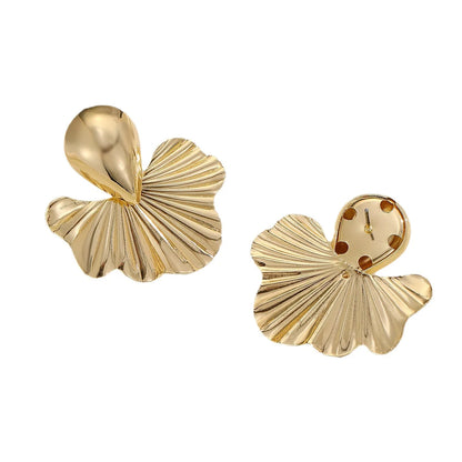 Geometric Apricot Leaves Earrings – Trendy Punk Style Drop Earrings for Women