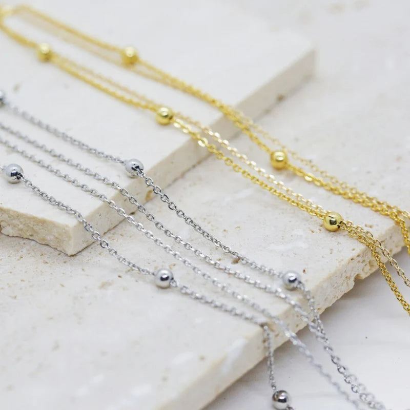 Triple Layer Zircon Clavicle Necklace