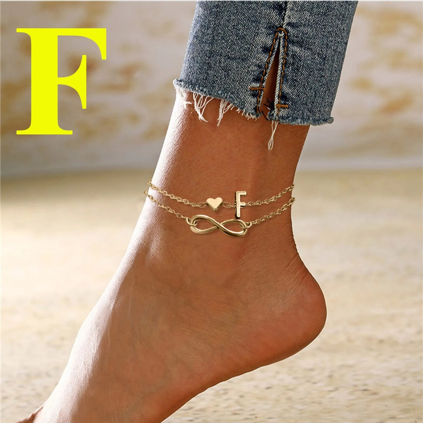 Personalized Heart Initials Anklet