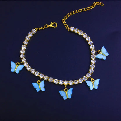 Crystal Butterfly Anklet for Women