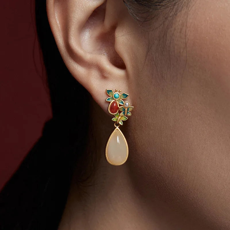 Elegant Water Drop Earrings – Natural Stone Dangle for Wedding & Parties