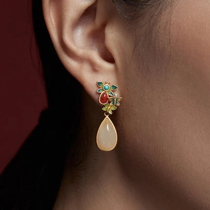 Elegant Water Drop Earrings – Natural Stone Dangle for Wedding & Parties