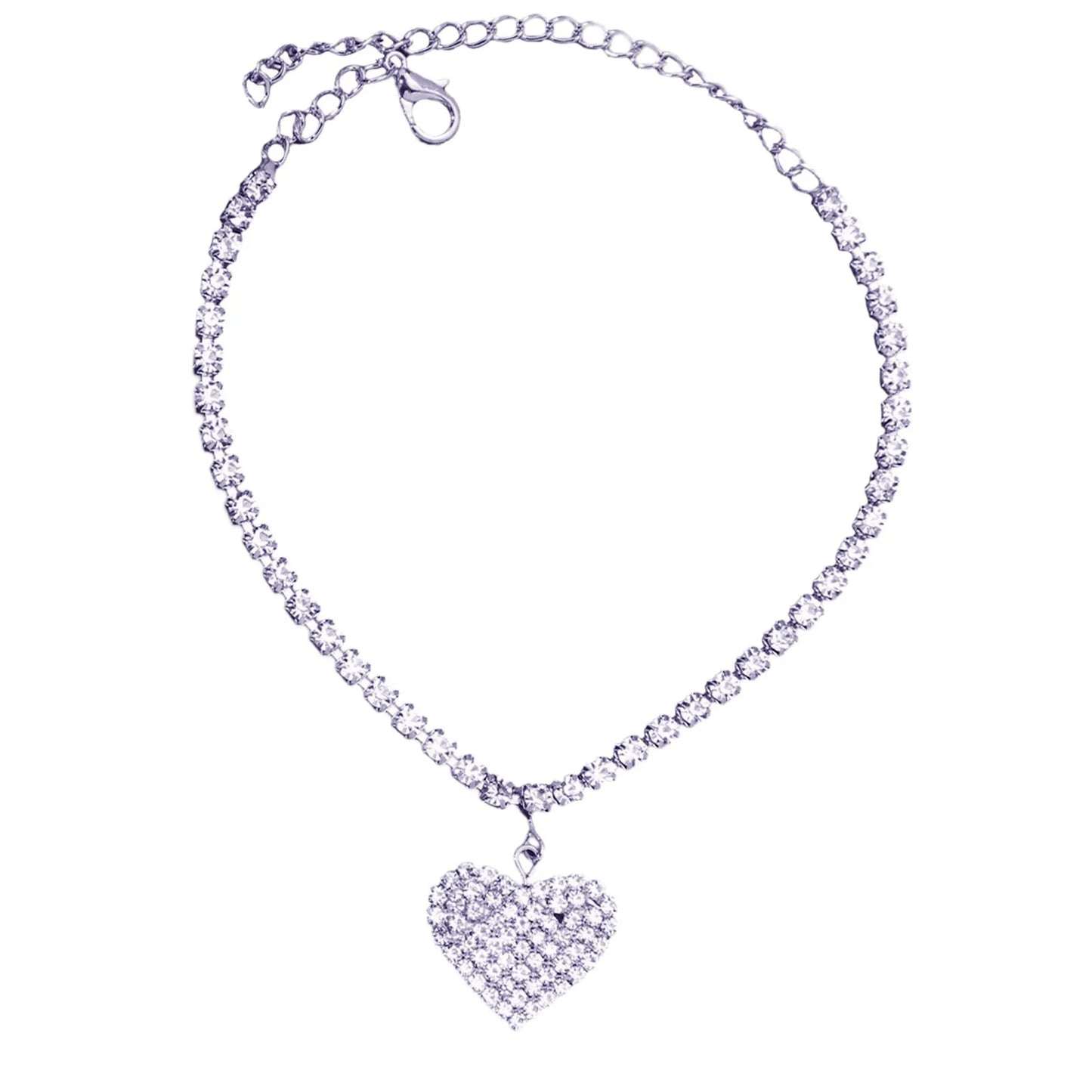 Heart Shaped Rhinestone Anklet for Women