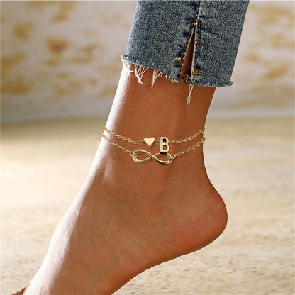 Personalized Heart Initials Anklet