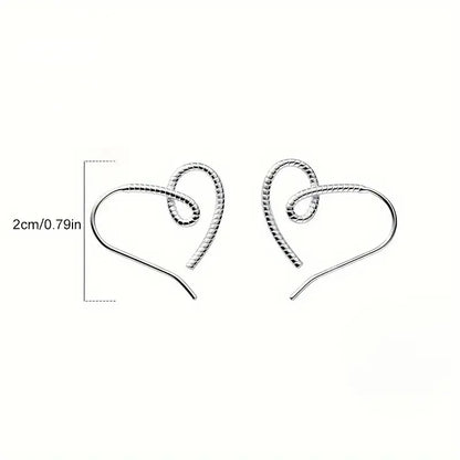 Elegant S925 Sterling Silver Heart-Shaped Hook Earrings – Classic Jewelry Gift for Her