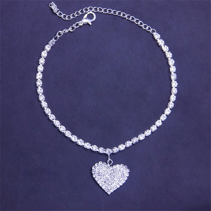 Heart Shaped Rhinestone Anklet for Women