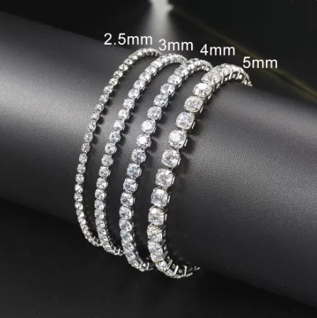 Classic Silver Tennis Bracelet – Cubic Zirconia Crystals for Women & Men