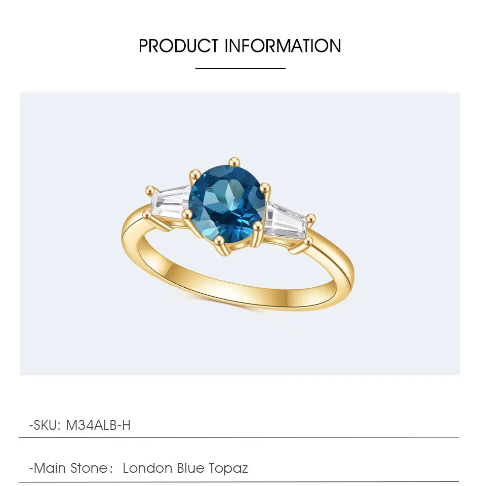 London Blue Topaz Three-Stone Ring