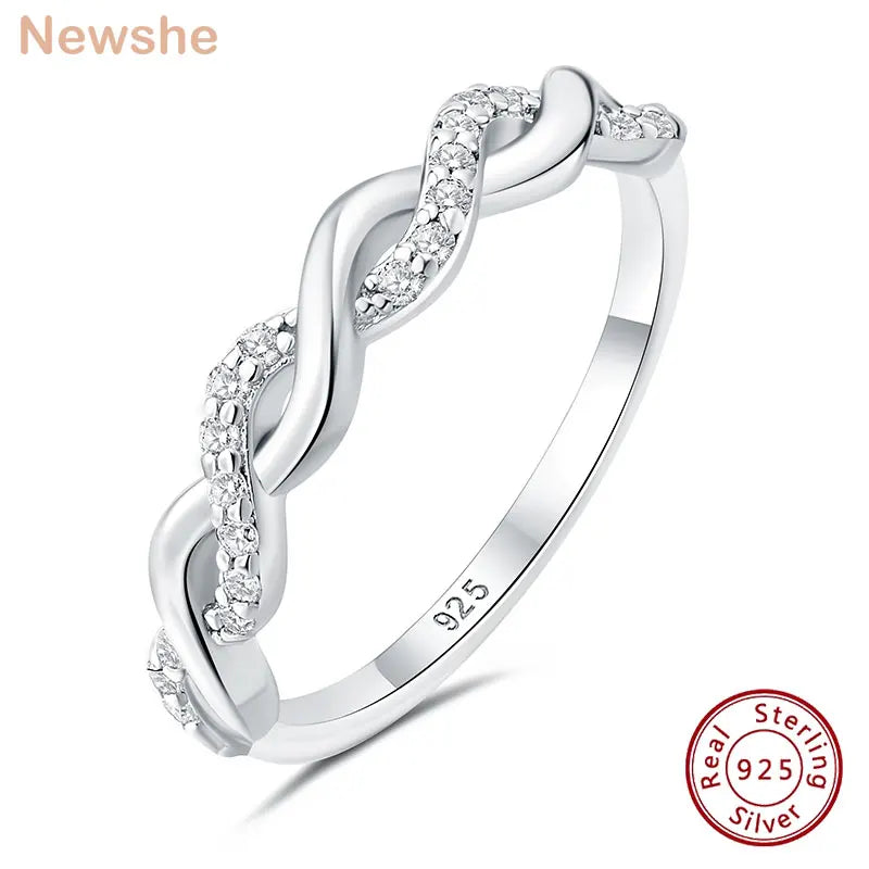 Moissanite Twisted Wedding Ring – 925 Sterling Silver D Color VVS1 Half Eternity Band for Women